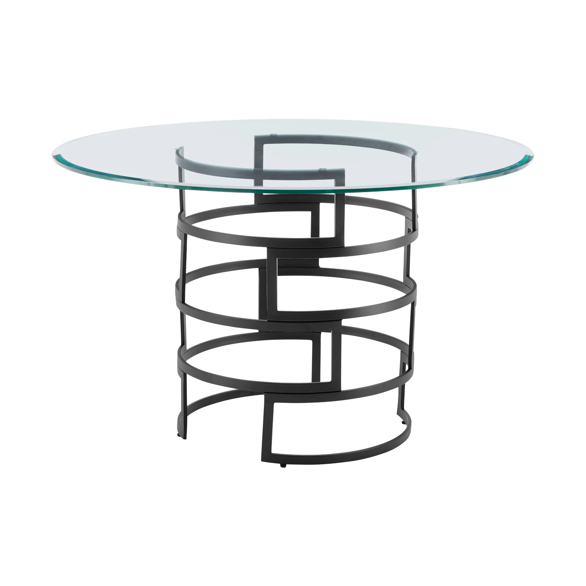 Diaz Contemporary 48" Round Dining Table with Brushed Stainless Steel Base and Glass Tabletop By Armen Living - Image 13