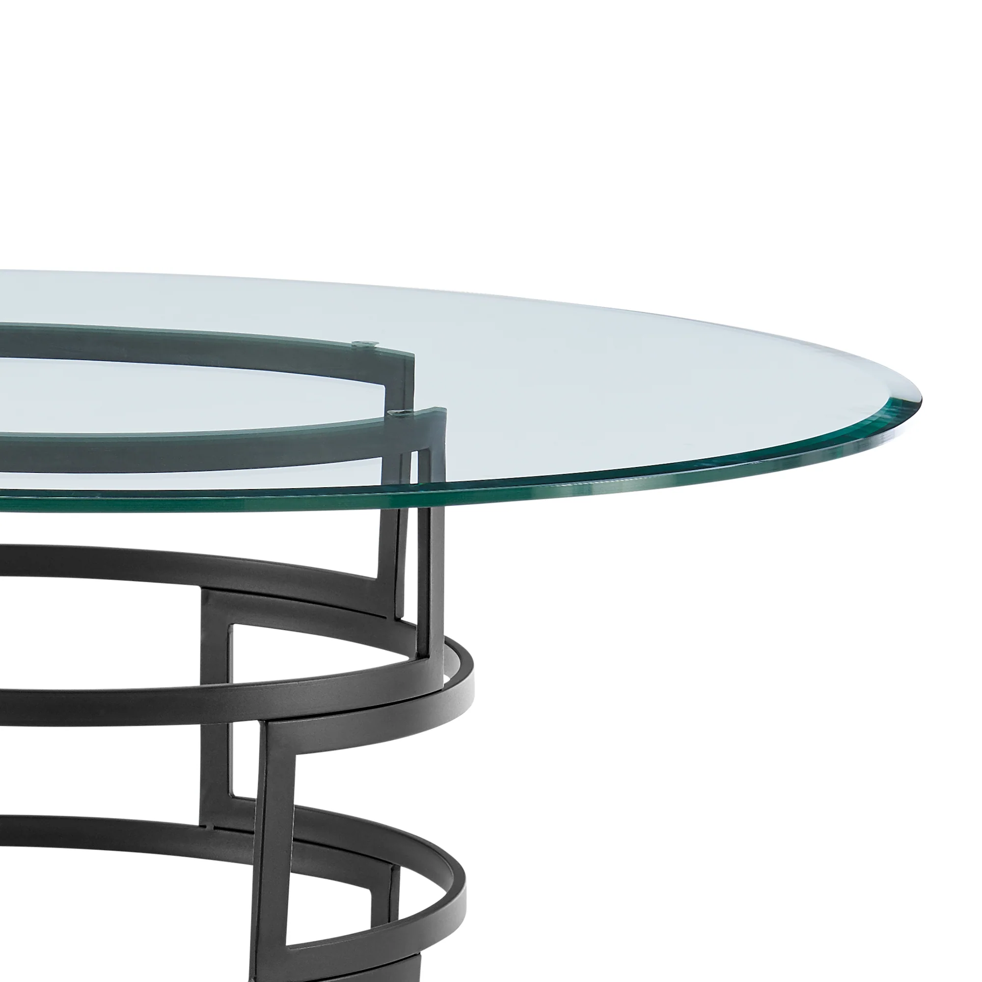 Diaz Contemporary 48" Round Dining Table with Brushed Stainless Steel Base and Glass Tabletop By Armen Living - Image 14