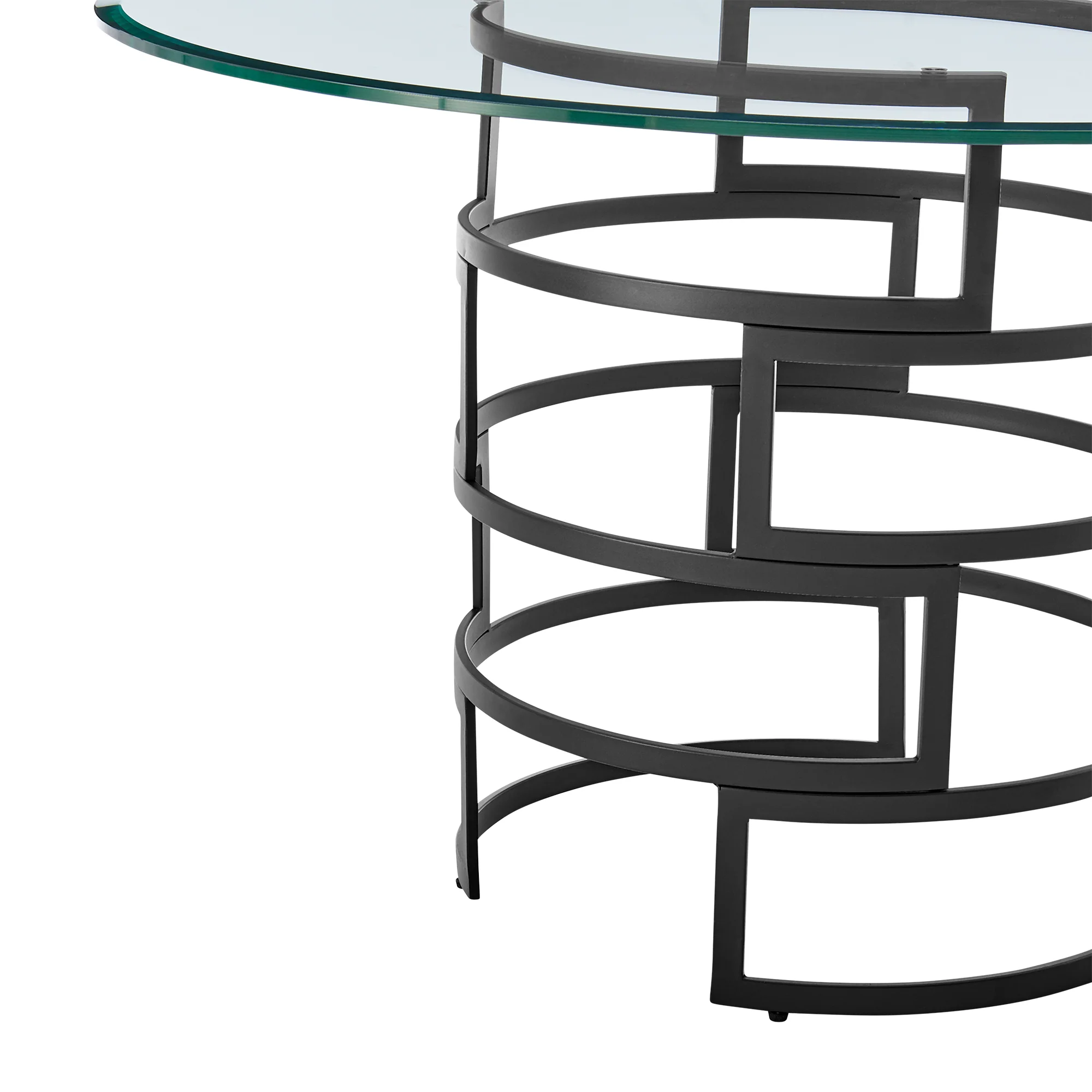 Diaz Contemporary 48" Round Dining Table with Brushed Stainless Steel Base and Glass Tabletop By Armen Living - Image 16