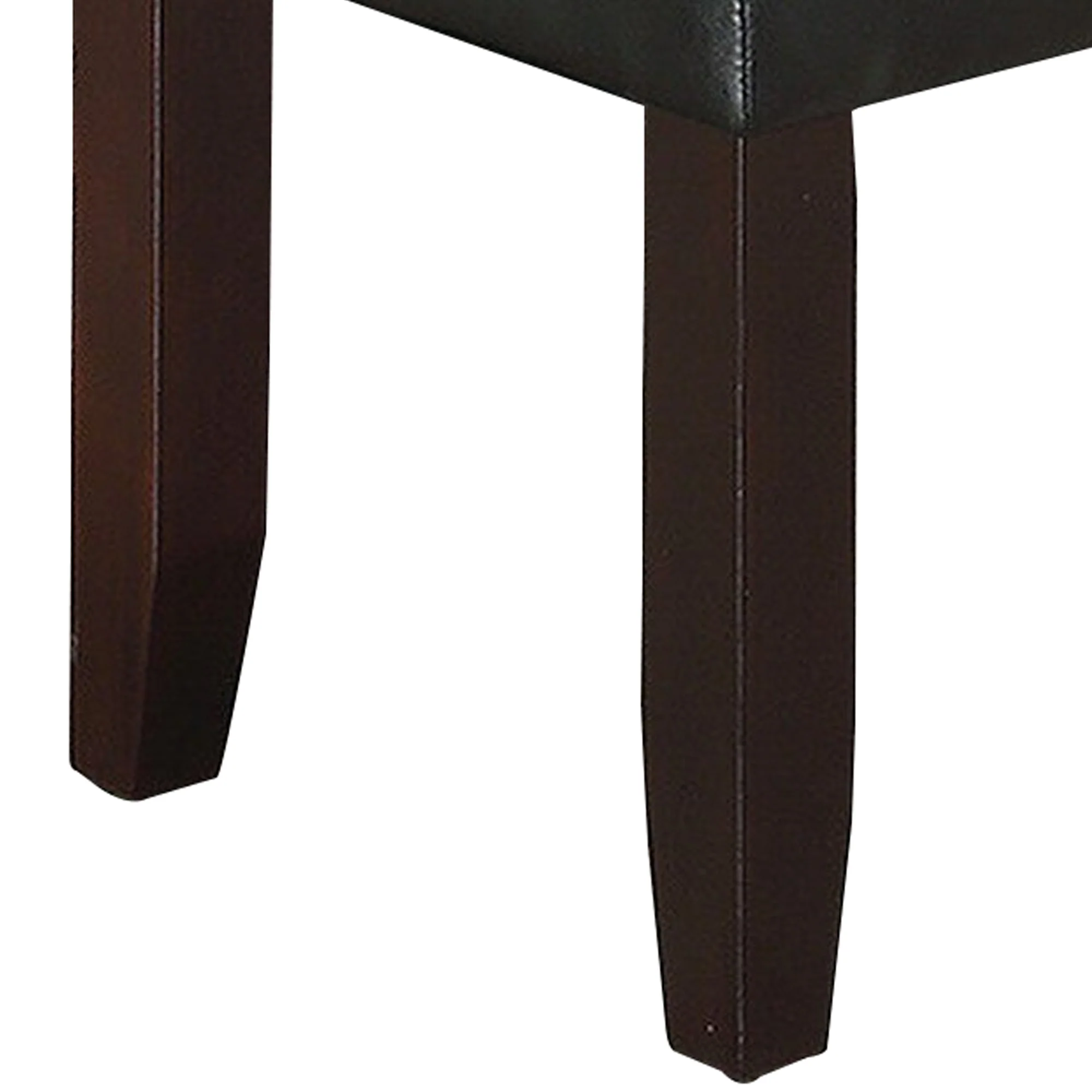 Dining Bench with Faux Leather Upholstery and Chamfered Feet, Black By Benzara - Image 3