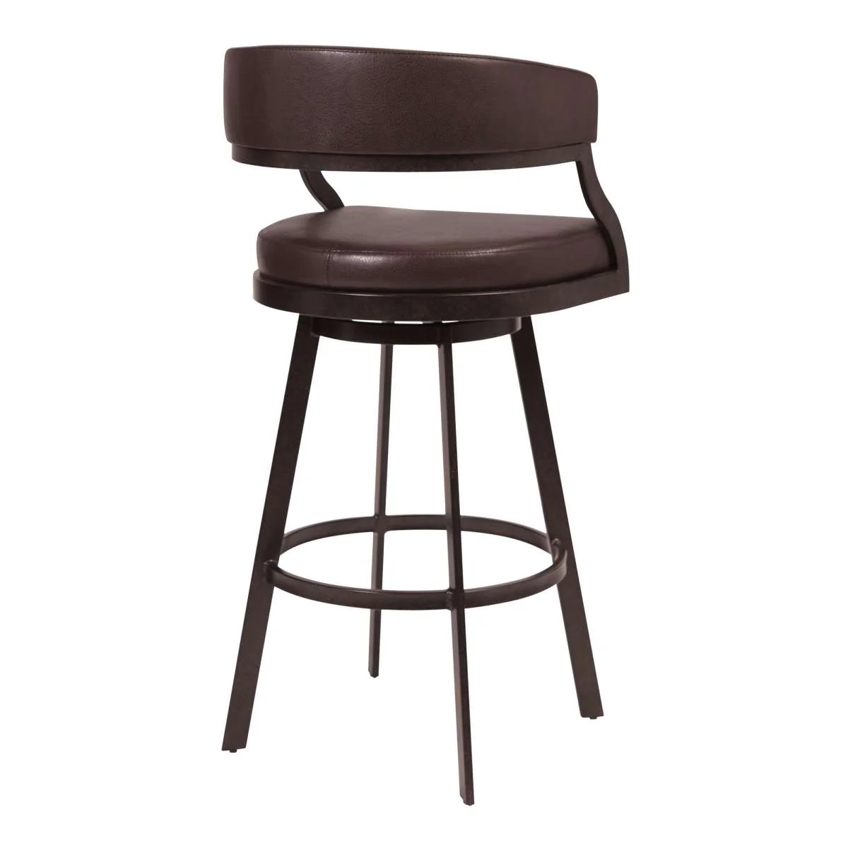 Dione 26" Counter Height Barstool in Auburn Bay and Brown Faux Leather By Armen Living - Image 2