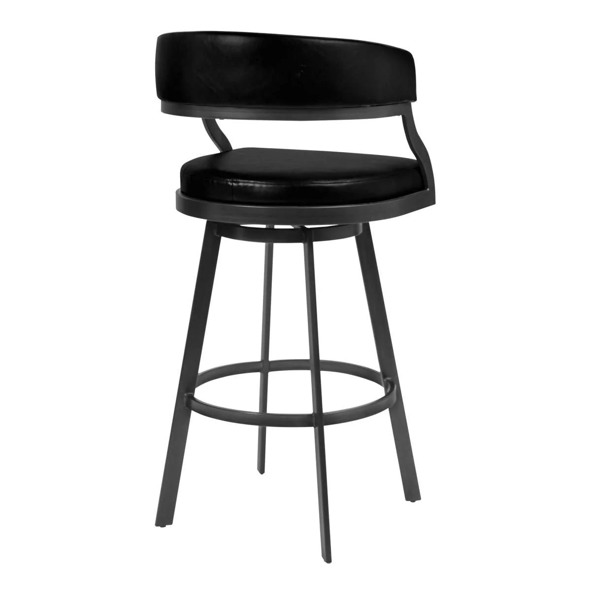 Dione 26" Counter Height Barstool in Mineral Finish and Vintage Black Faux Leather By Armen Living - Image 2
