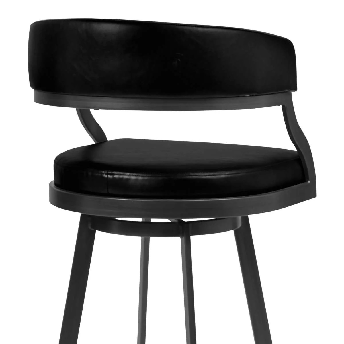 Dione 26" Counter Height Barstool in Mineral Finish and Vintage Black Faux Leather By Armen Living - Image 3