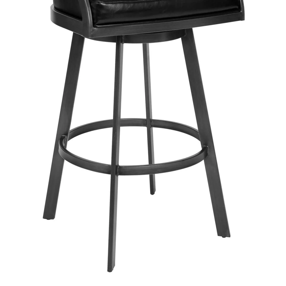 Dione 26" Counter Height Barstool in Mineral Finish and Vintage Black Faux Leather By Armen Living - Image 4