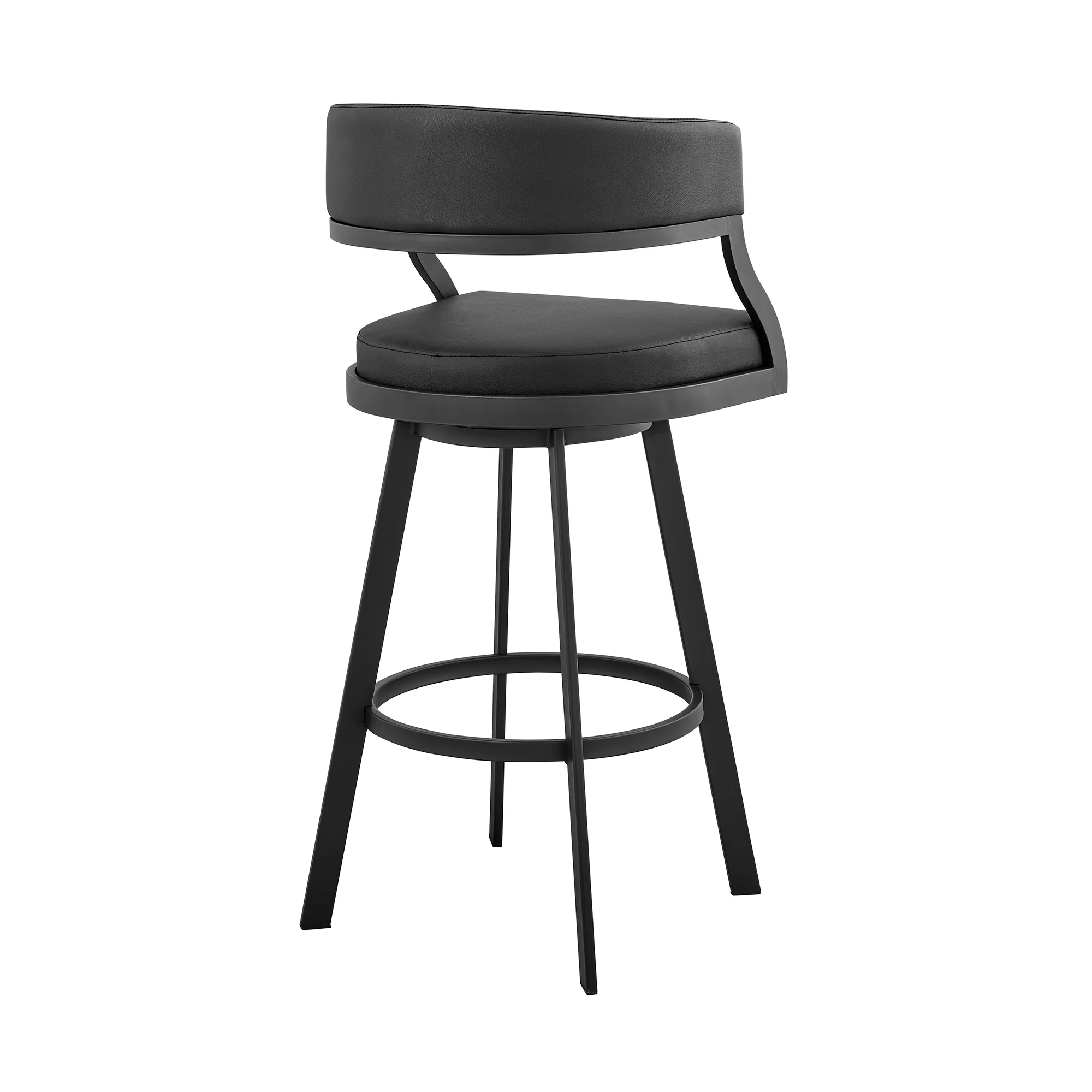 Dione 26" Counter Height Swivel Black Faux Leather and Metal Bar Stool By Armen Living - Image 5