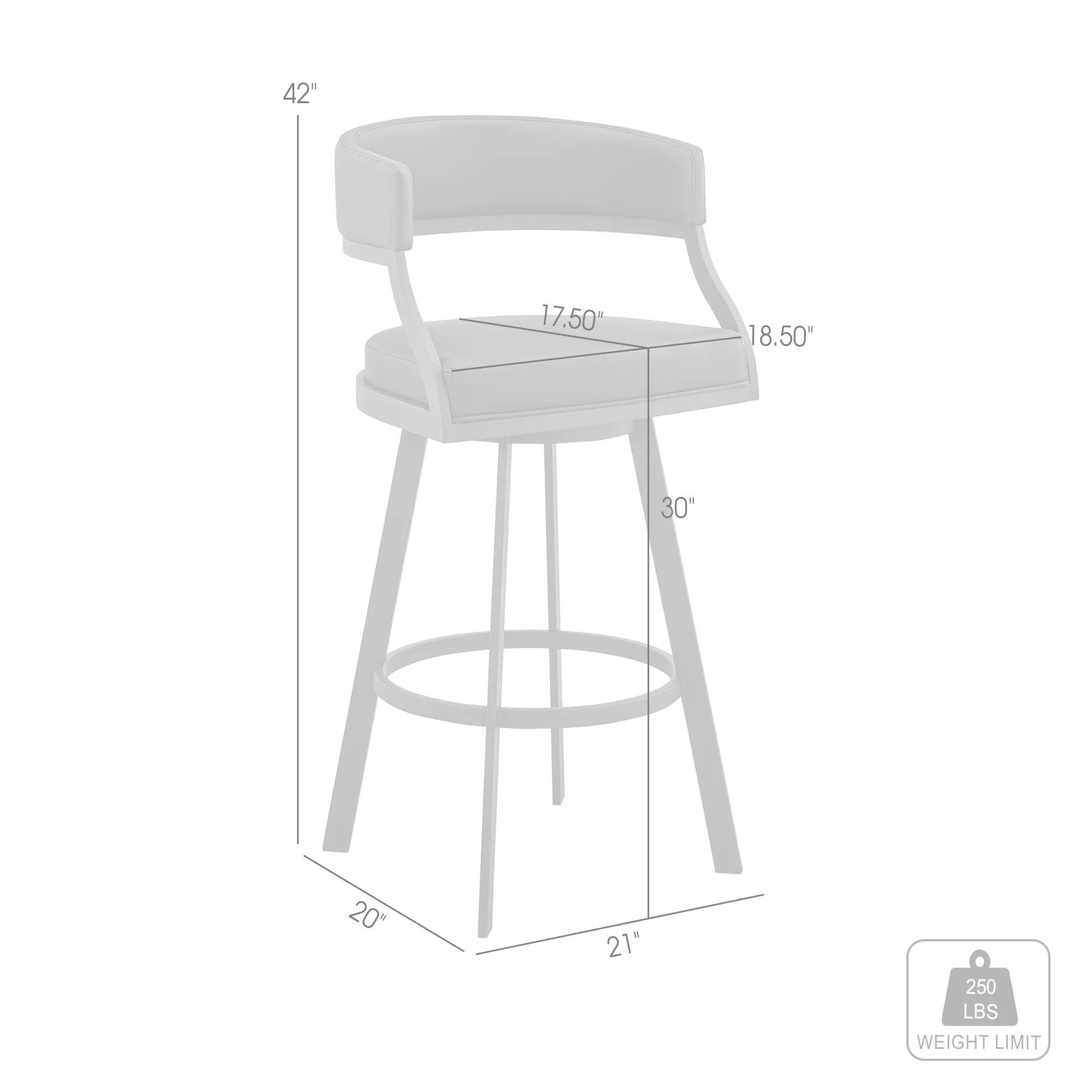 Dione 30" Bar Height Swivel Black Faux Leather and Metal Bar Stool By Armen Living - Image 9