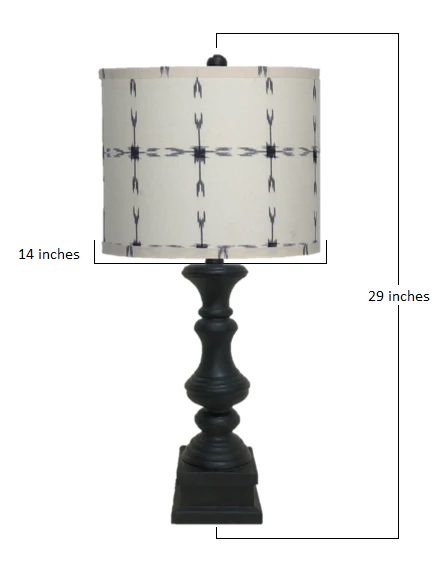 Distressed Black Beige Tribal Arrow Line Shade Table Lamp By Homeroots - Image 2