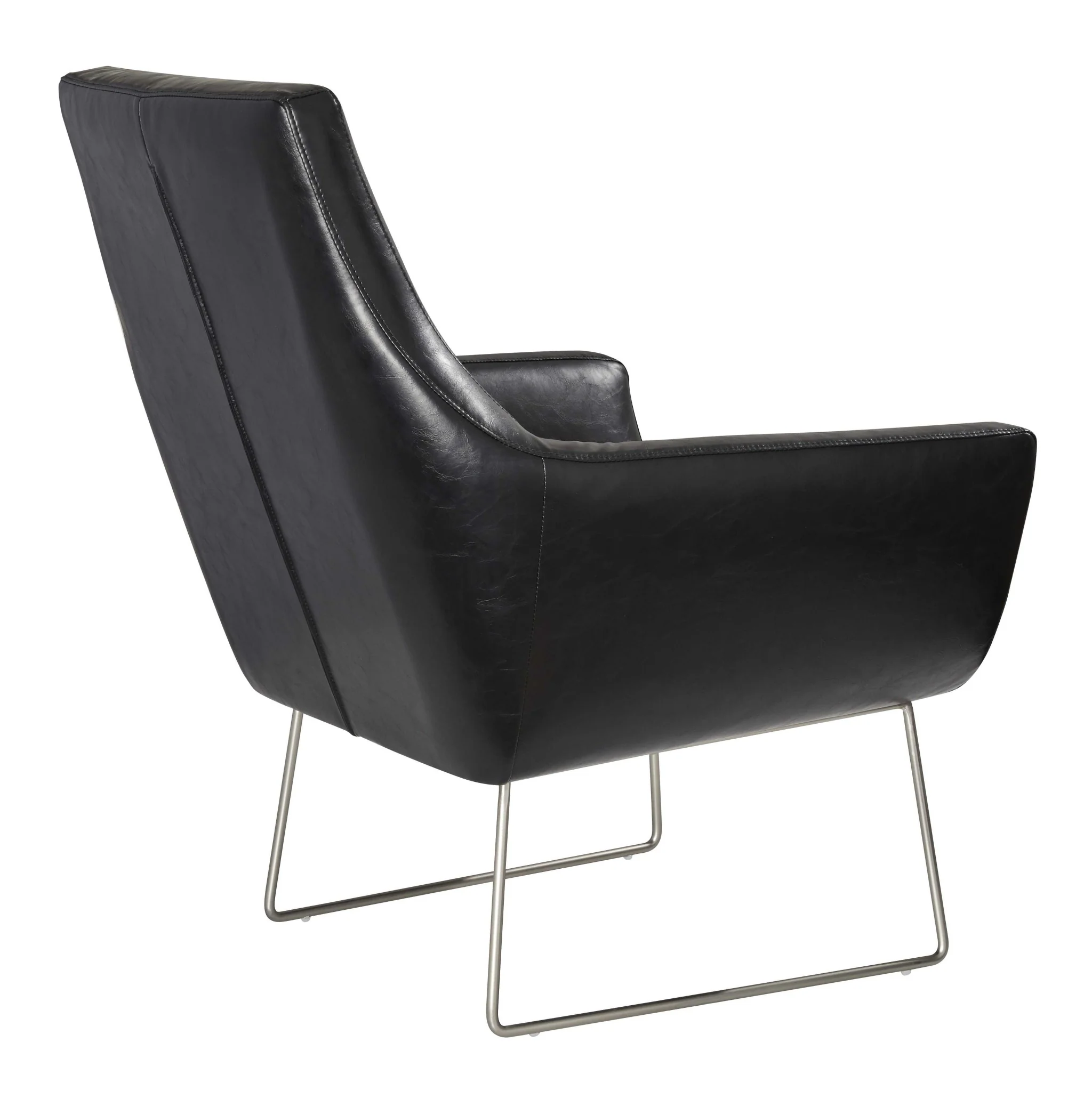 Distressed Black Faux Leather Armchair By Homeroots - Image 2
