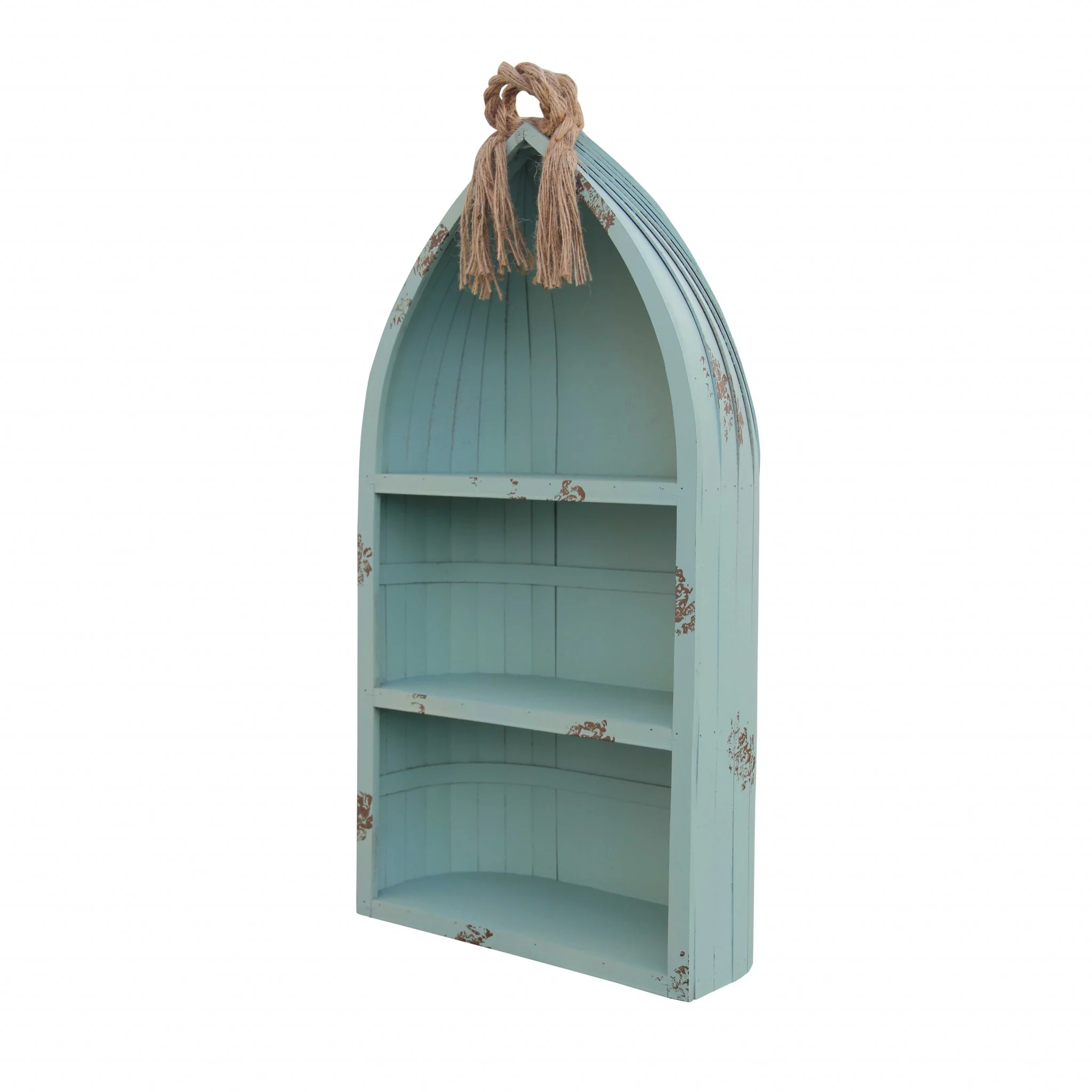 Distressed Blue Canoe Hanging Shelf By Homeroots - Image 2