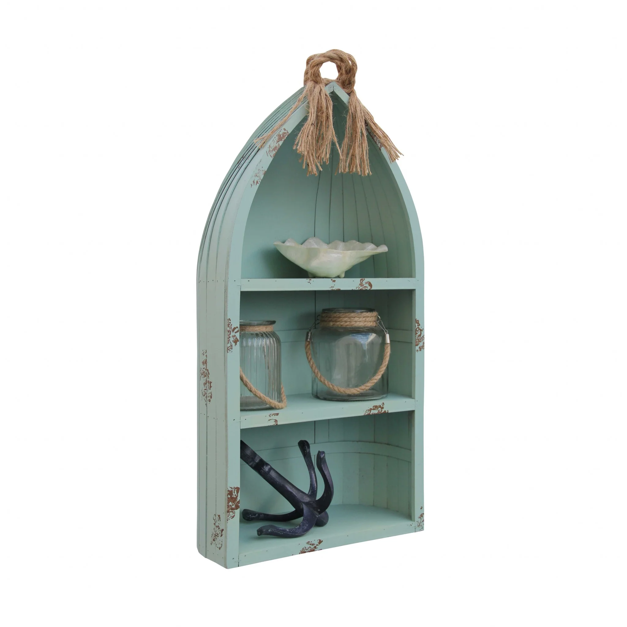 Distressed Blue Canoe Hanging Shelf By Homeroots - Image 5