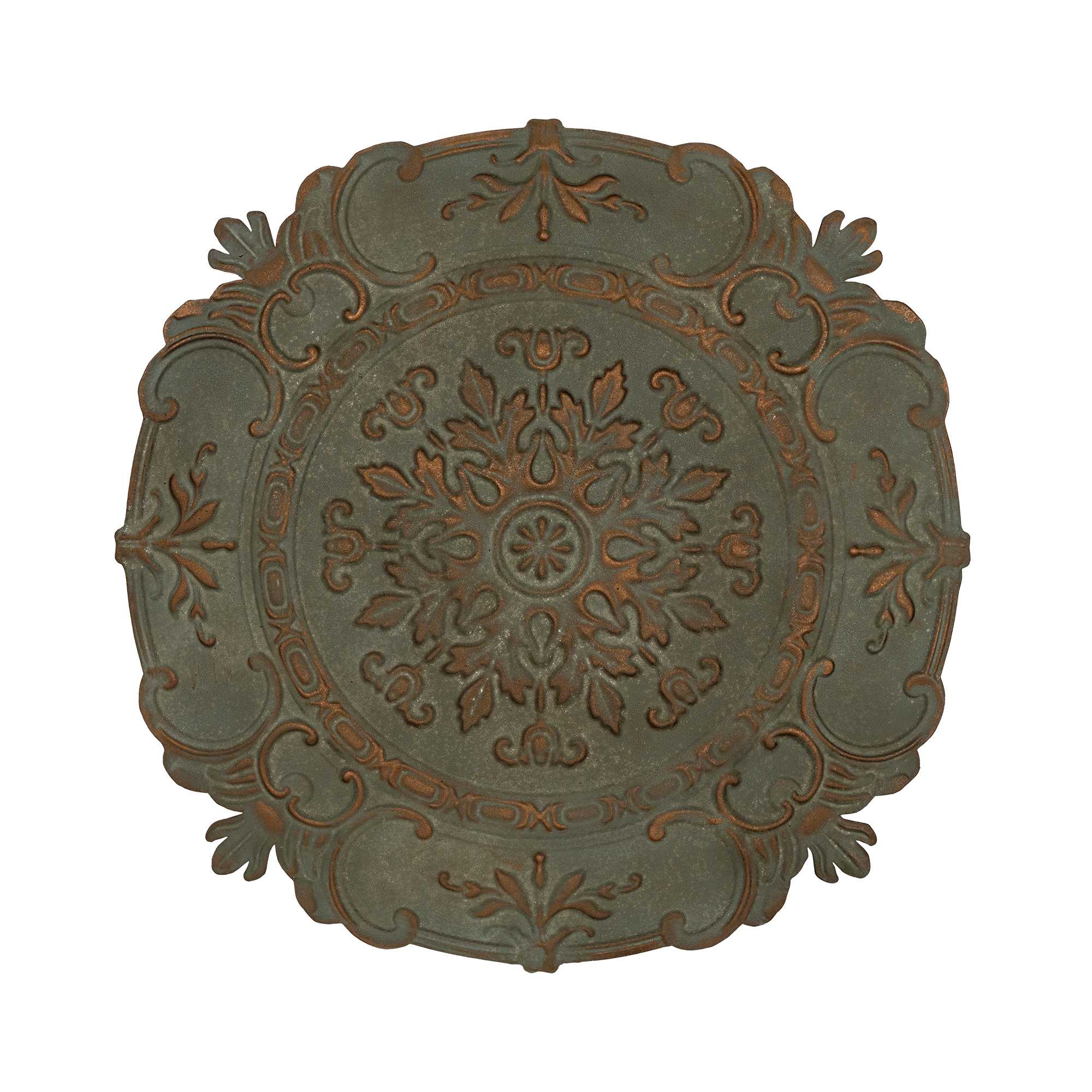 Distressed Blue European Medallion Metal Wall Decor By Homeroots - Image 2