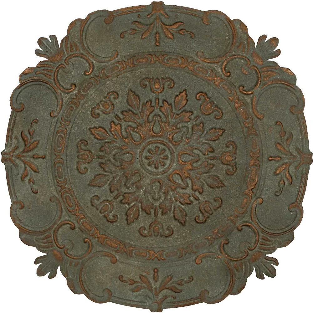 Distressed Blue European Medallion Metal Wall Decor By Homeroots - Image 4