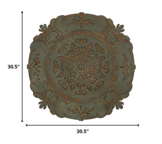 Distressed Blue European Medallion Metal Wall Decor By Homeroots - Image 5