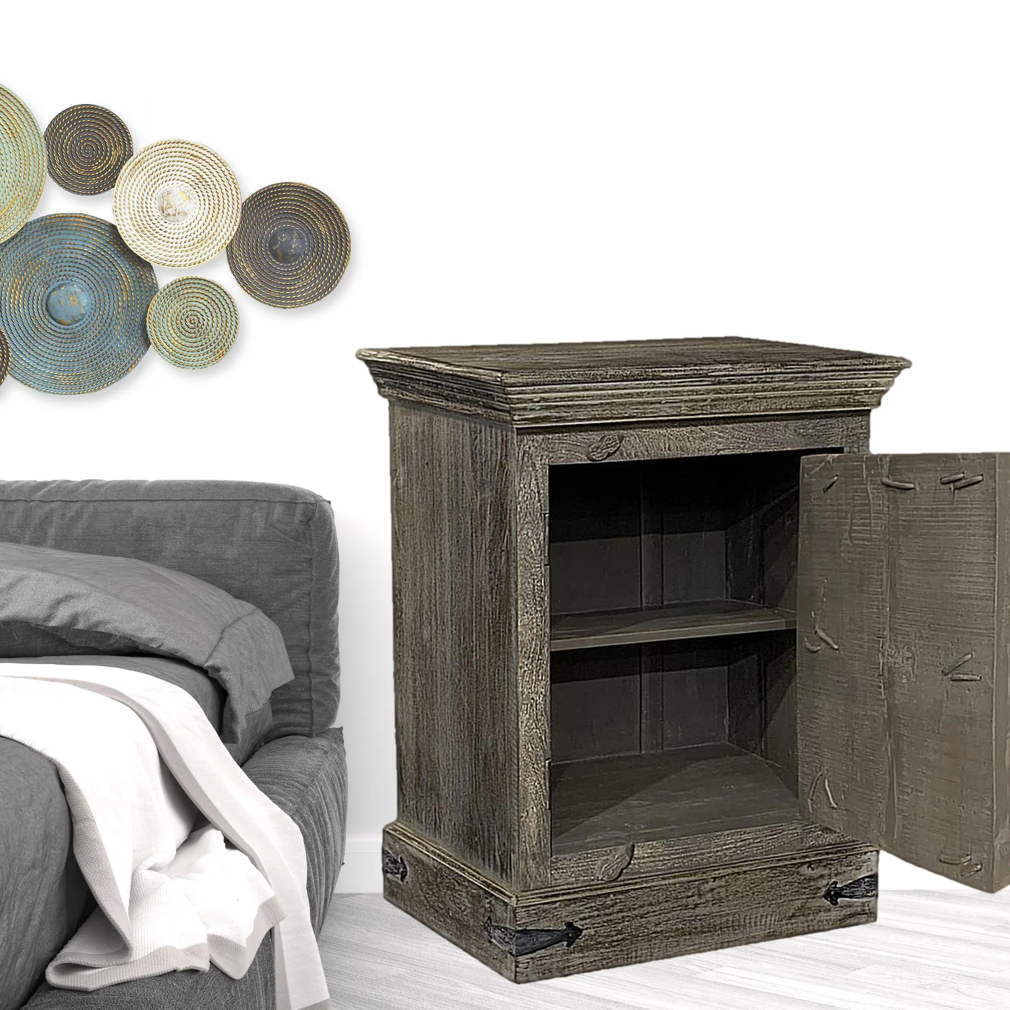 Distressed Brown Solid Wood Nightstand By Homeroots - Image 2