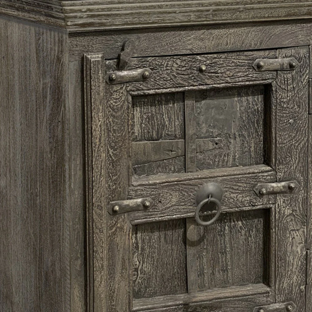 Distressed Brown Solid Wood Nightstand By Homeroots - Image 3
