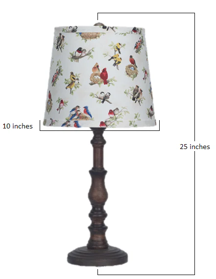 Distressed Brown Traditional Table Lamp with Birds Printed Shade By Homeroots - Image 2