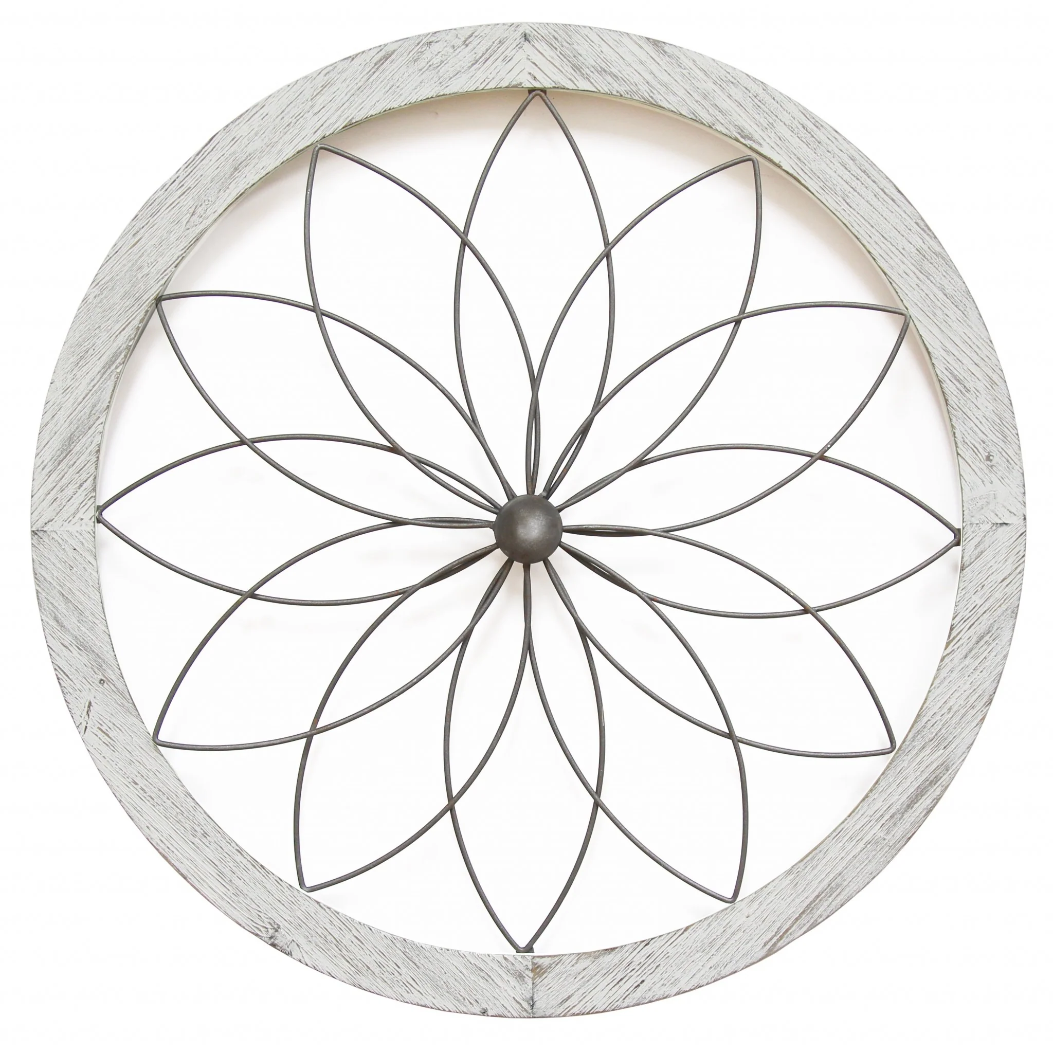 Distressed Chic Flower Metal and Wood Wall Decor By Homeroots - Image 2
