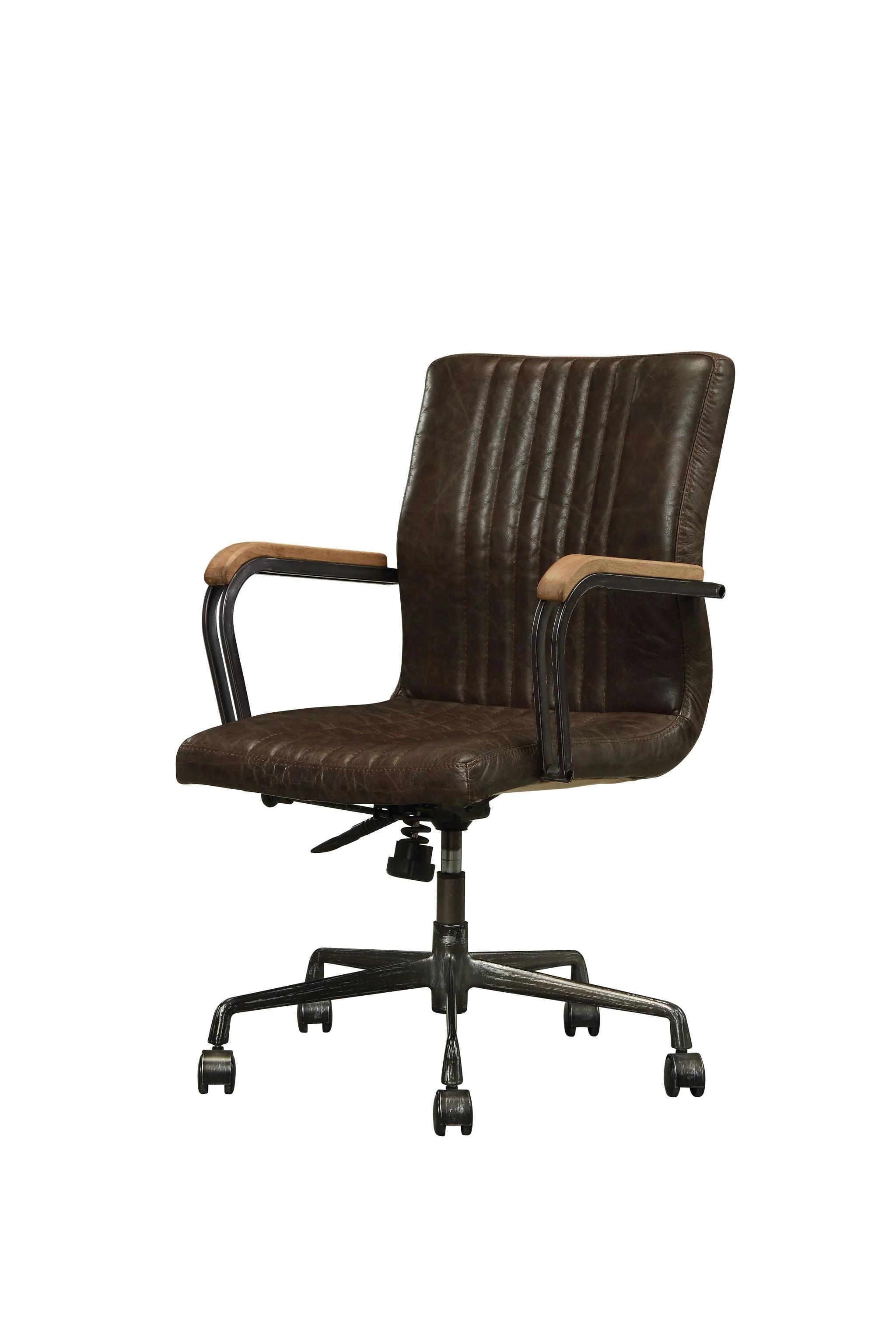 Distressed Chocolate Top Grain Leather Eecutive Office Chair By Homeroots - Image 2