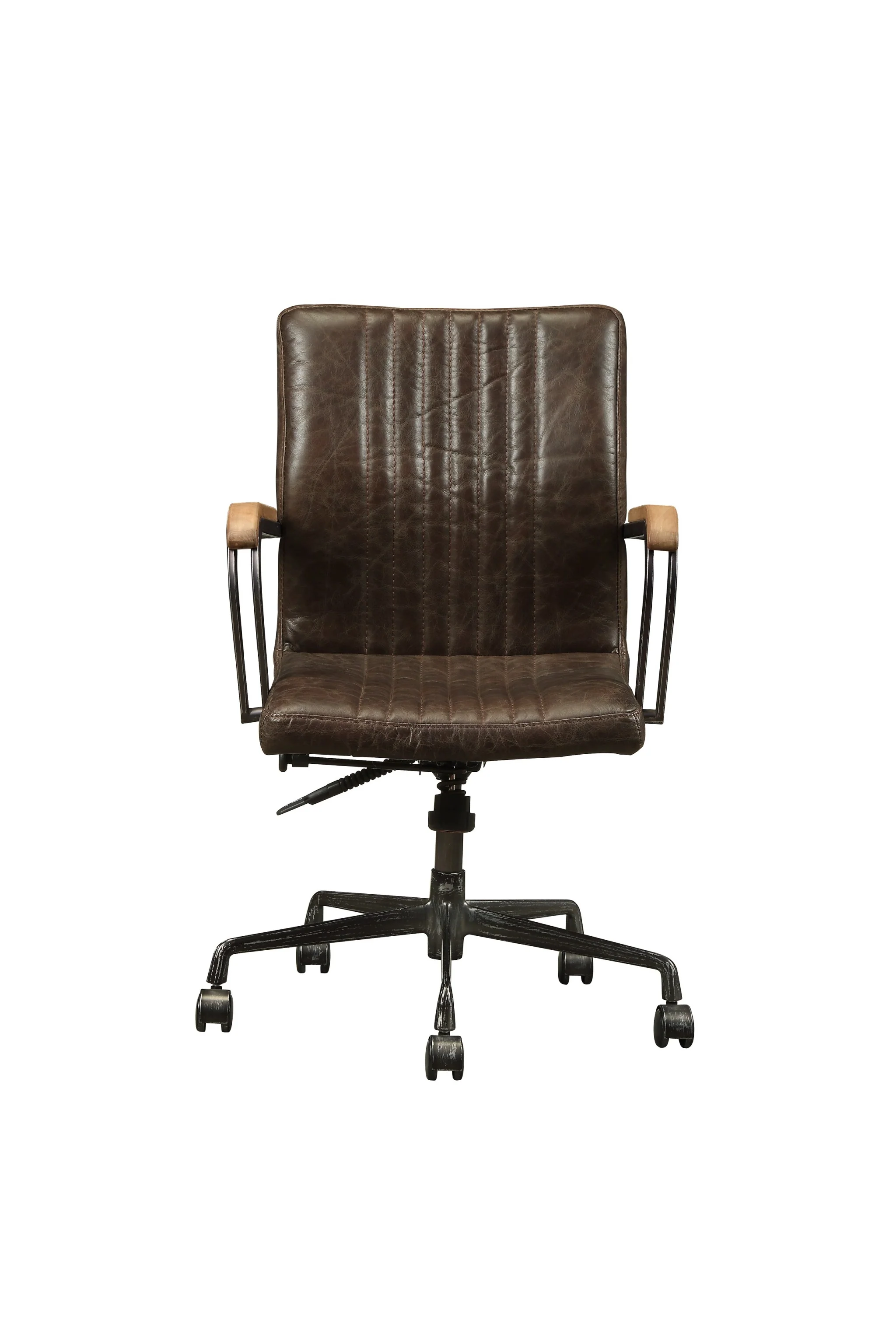 Distressed Chocolate Top Grain Leather Eecutive Office Chair By Homeroots - Image 3