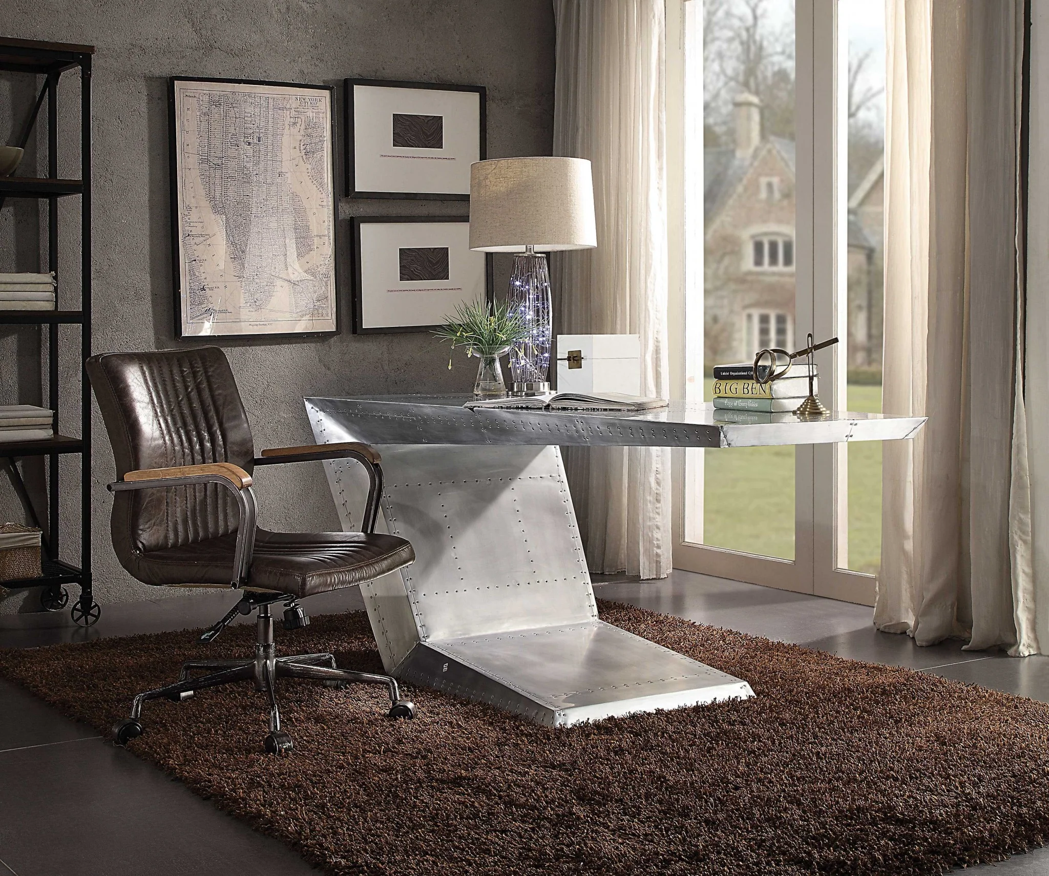 Distressed Chocolate Top Grain Leather Eecutive Office Chair By Homeroots - Image 6