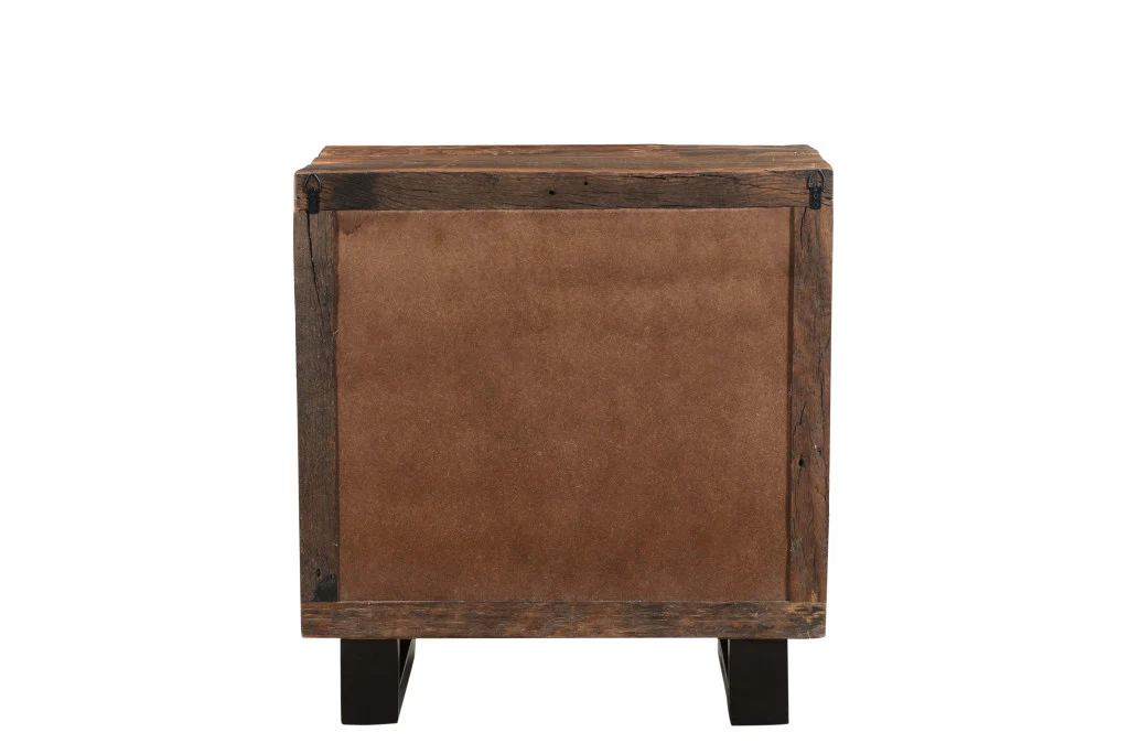 Distressed Dark Brown Three Drawer Wood and Metal Nightstand By Homeroots - Image 4