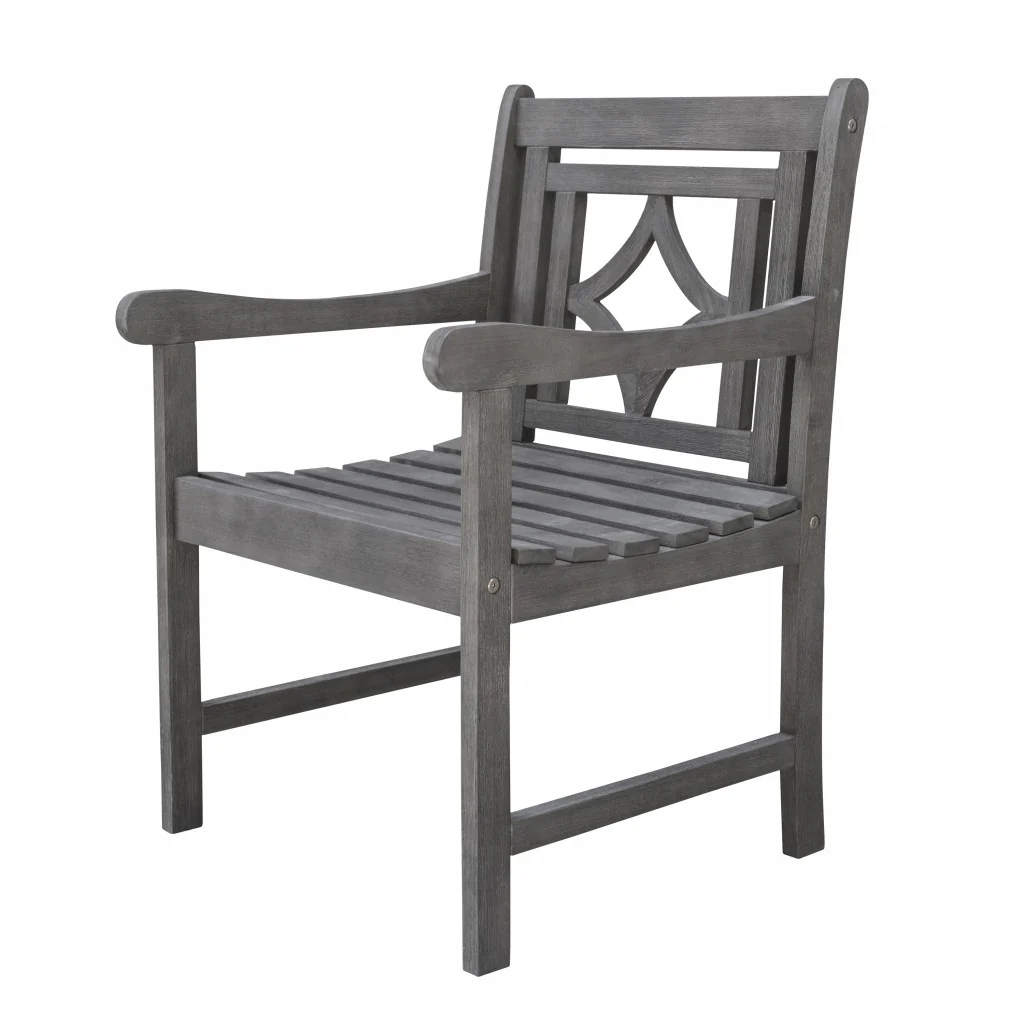 Distressed Dining Armchair with Decorative Back By Homeroots - Image 3
