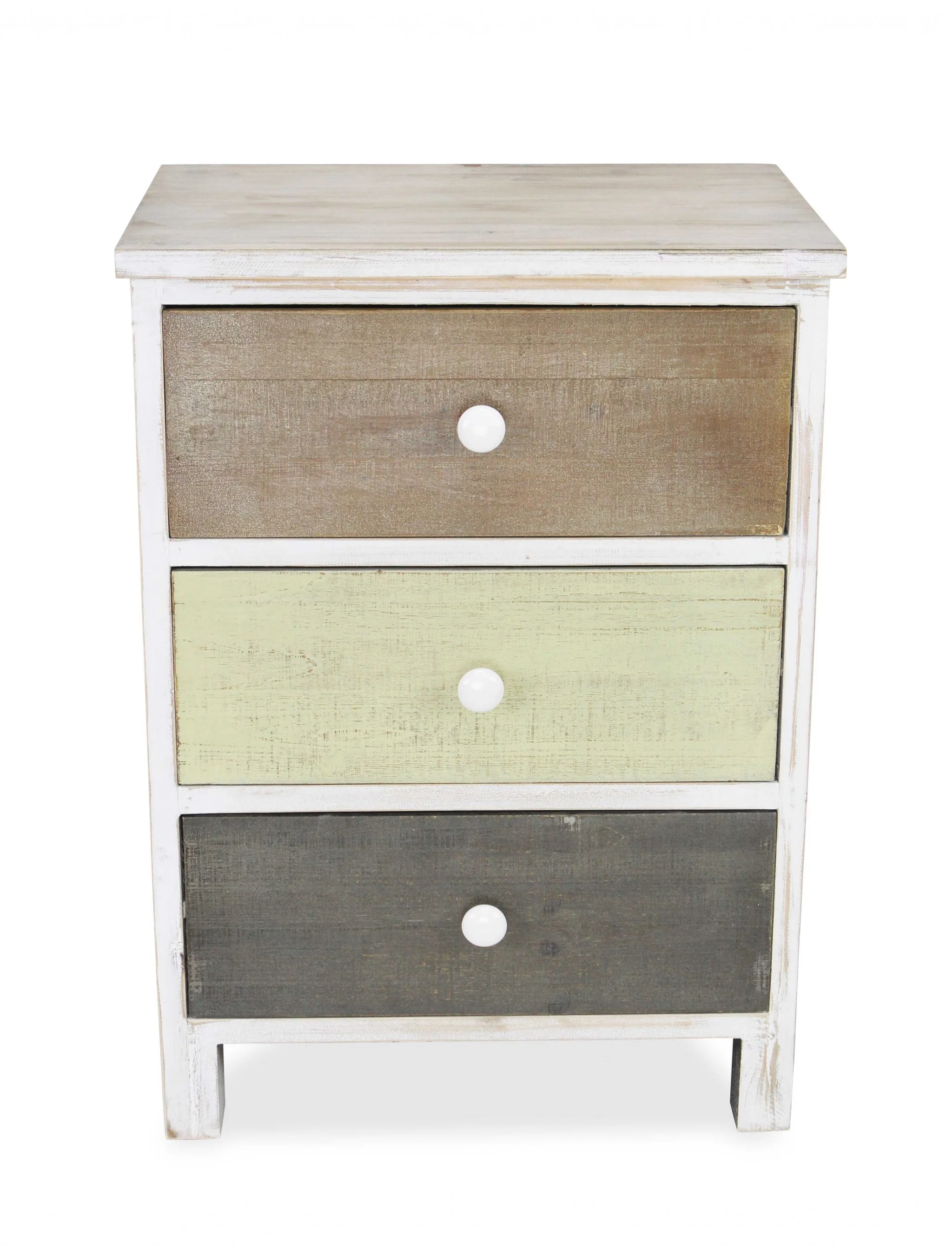 Distressed Gray and White Side Cabinet with 3 Drawers By Homeroots - Image 4