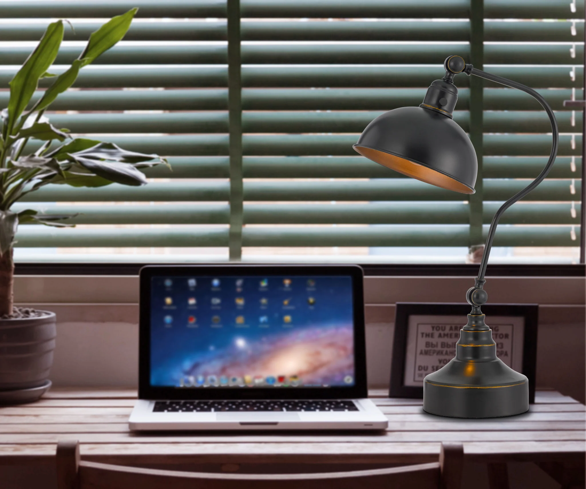 Distressed Gray Metal Adjustable Desk Lamp With Gray Dome Shade By Homeroots - Image 2