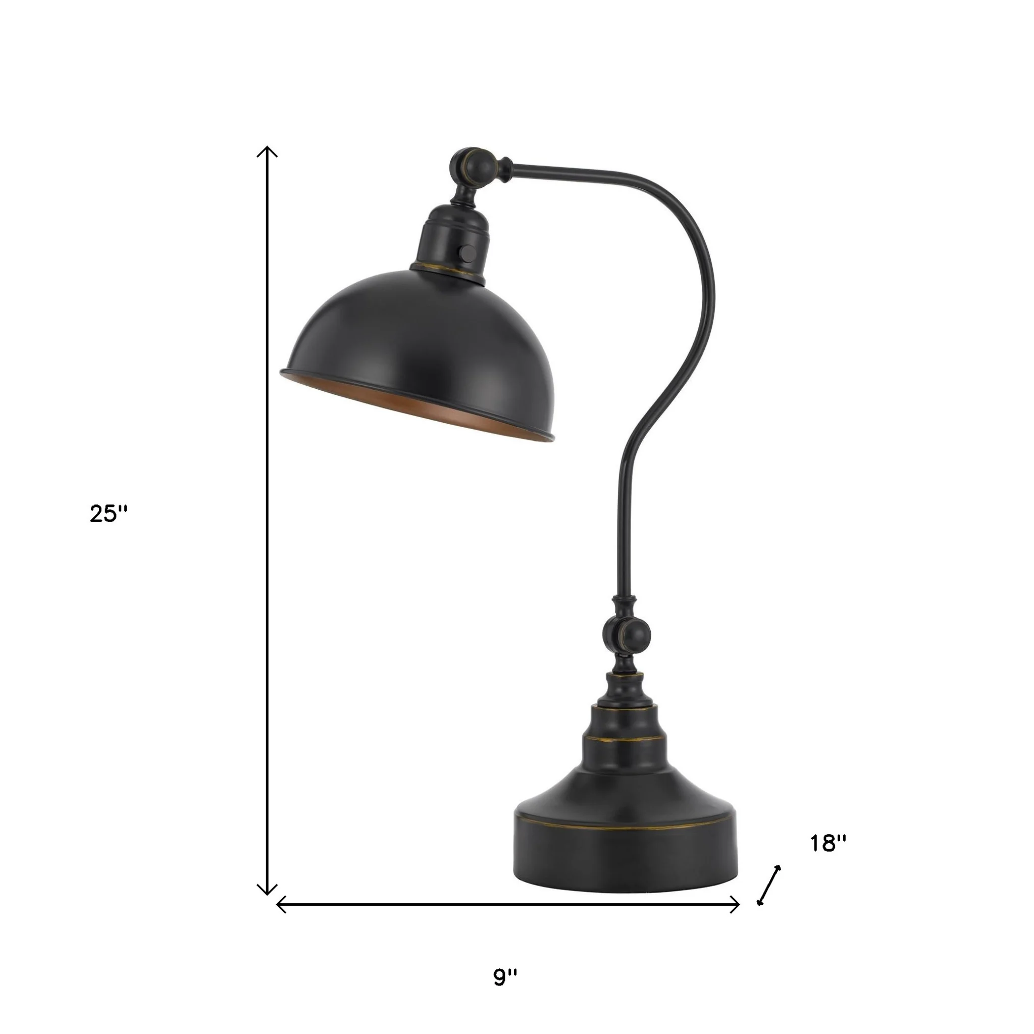 Distressed Gray Metal Adjustable Desk Lamp With Gray Dome Shade By Homeroots - Image 4