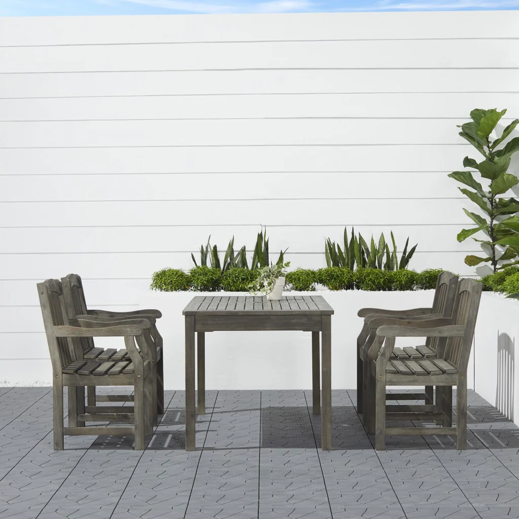 Distressed Grey Dining Table with Straight Legs By Homeroots - Image 3