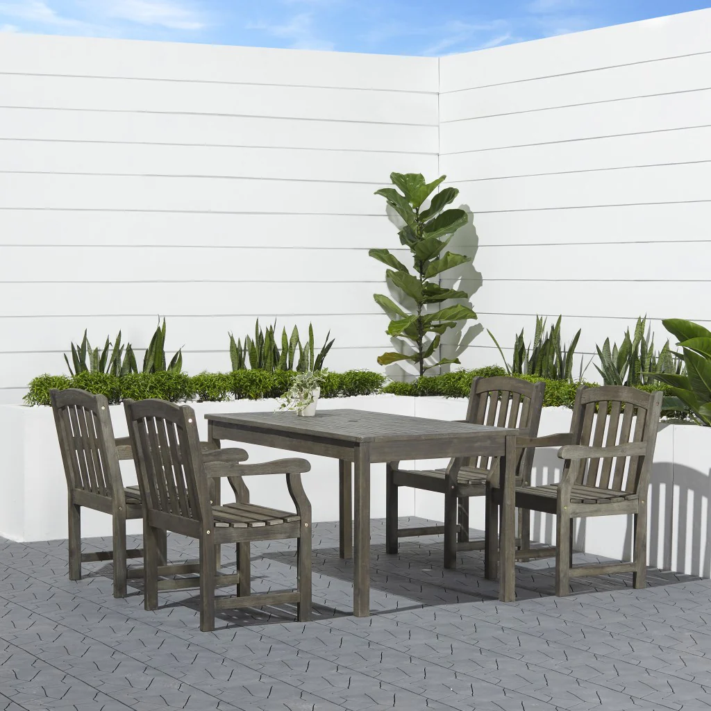 Distressed Grey Dining Table with Straight Legs By Homeroots - Image 4