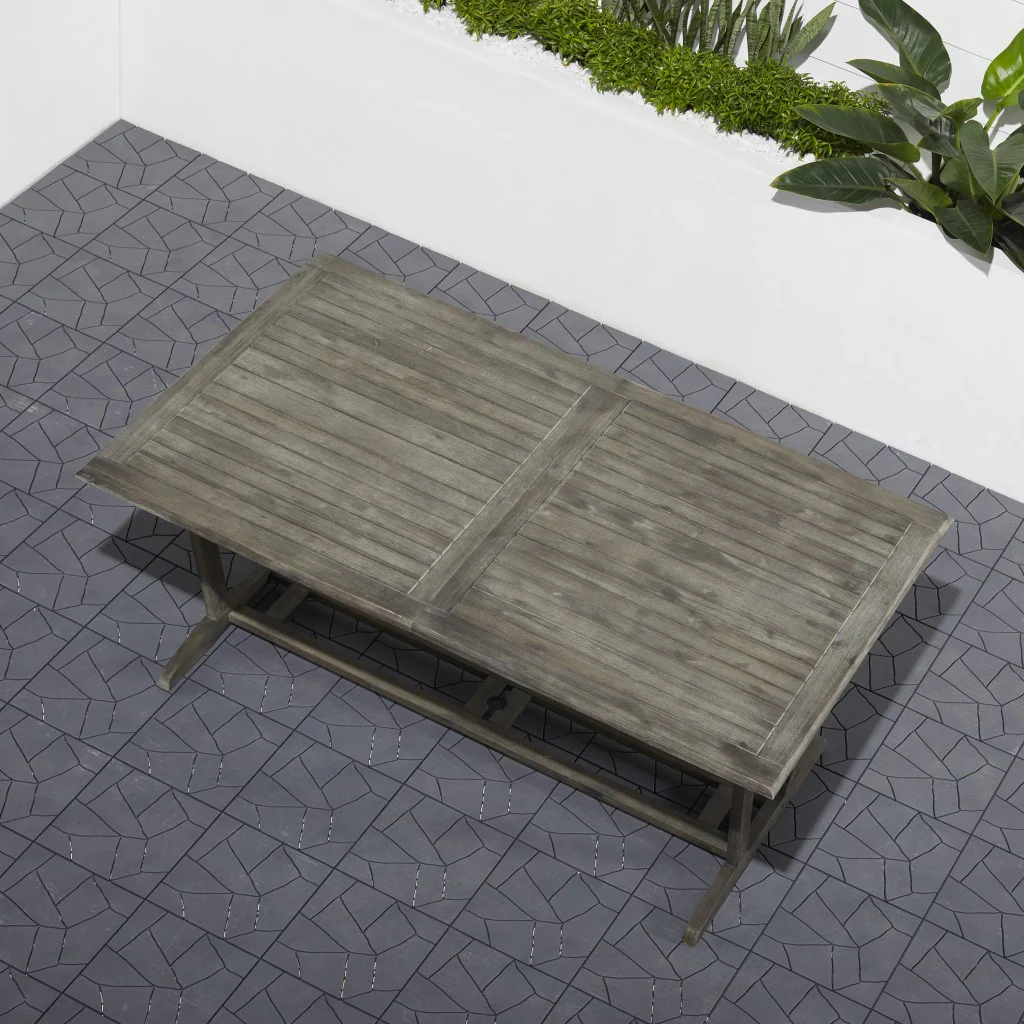 Distressed Grey Extendable Dining Table By Homeroots - Image 2