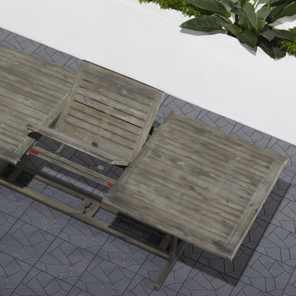 Distressed Grey Extendable Dining Table By Homeroots - Image 3