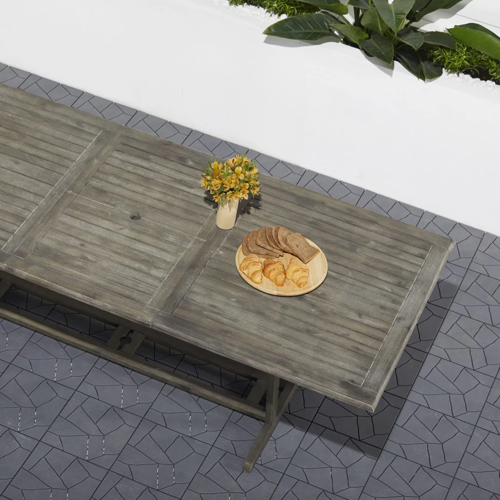 Distressed Grey Extendable Dining Table By Homeroots - Image 4