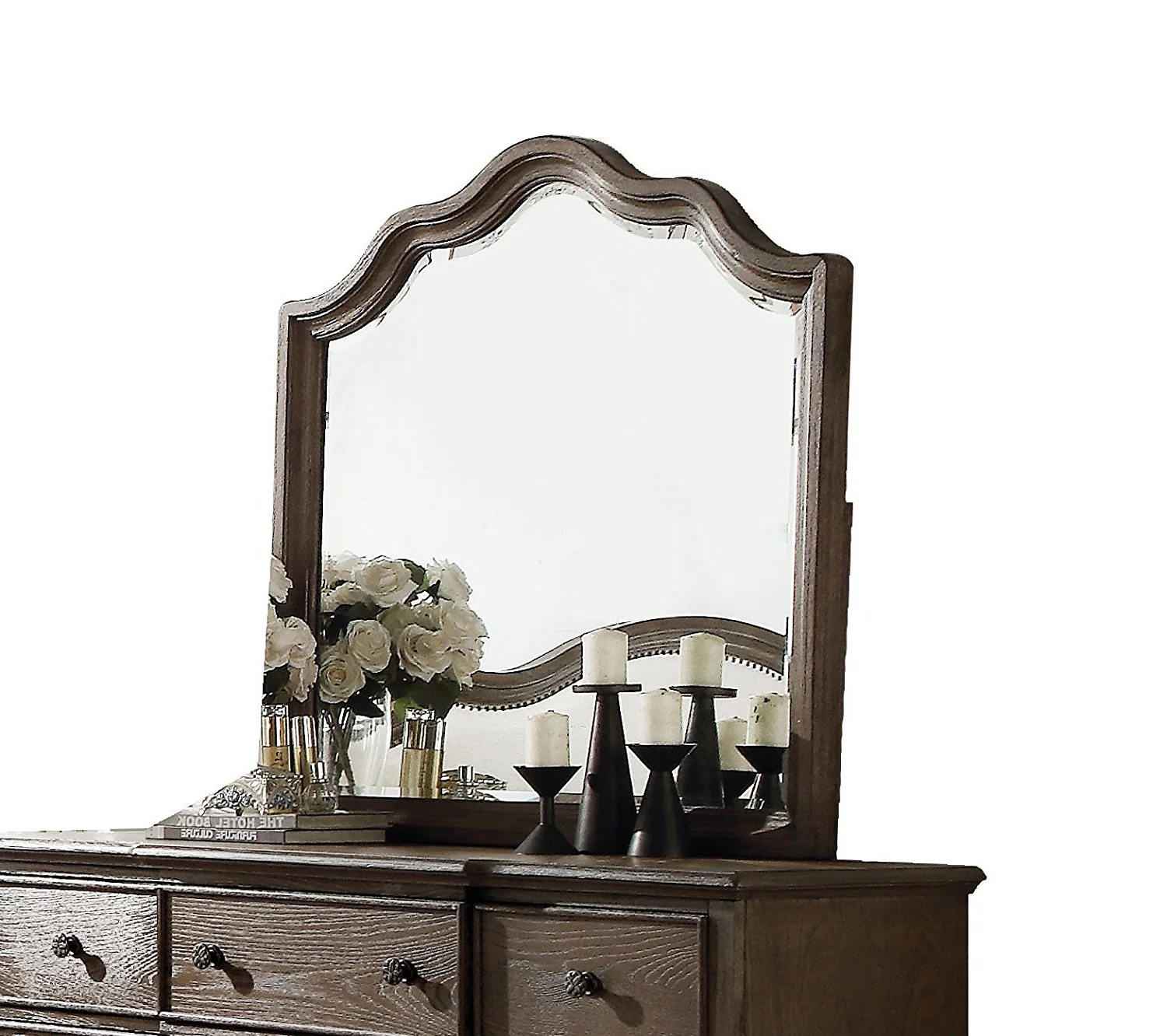 Distressed Grey Finish Beveled Wall Mirror By Homeroots - Image 2