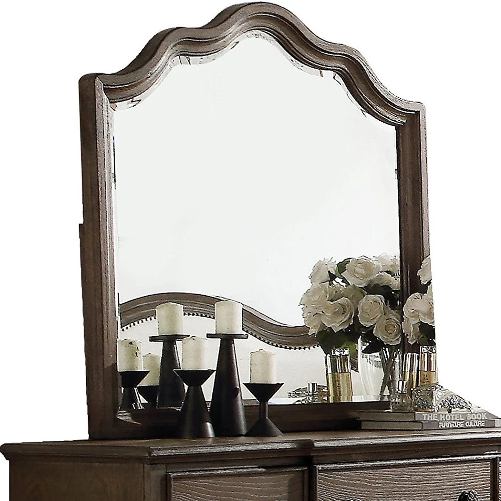Distressed Grey Finish Beveled Wall Mirror By Homeroots - Image 3