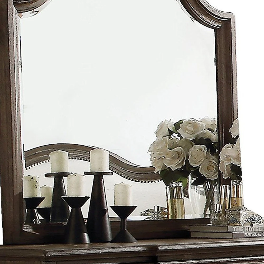 Distressed Grey Finish Beveled Wall Mirror By Homeroots - Image 4