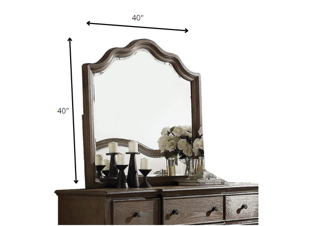 Distressed Grey Finish Beveled Wall Mirror By Homeroots - Image 5