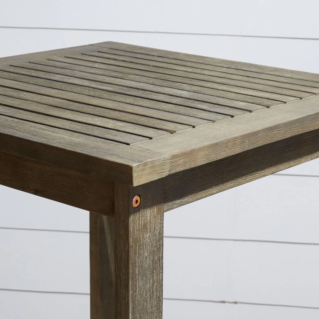 Distressed Grey Square Bar Table By Homeroots - Image 3