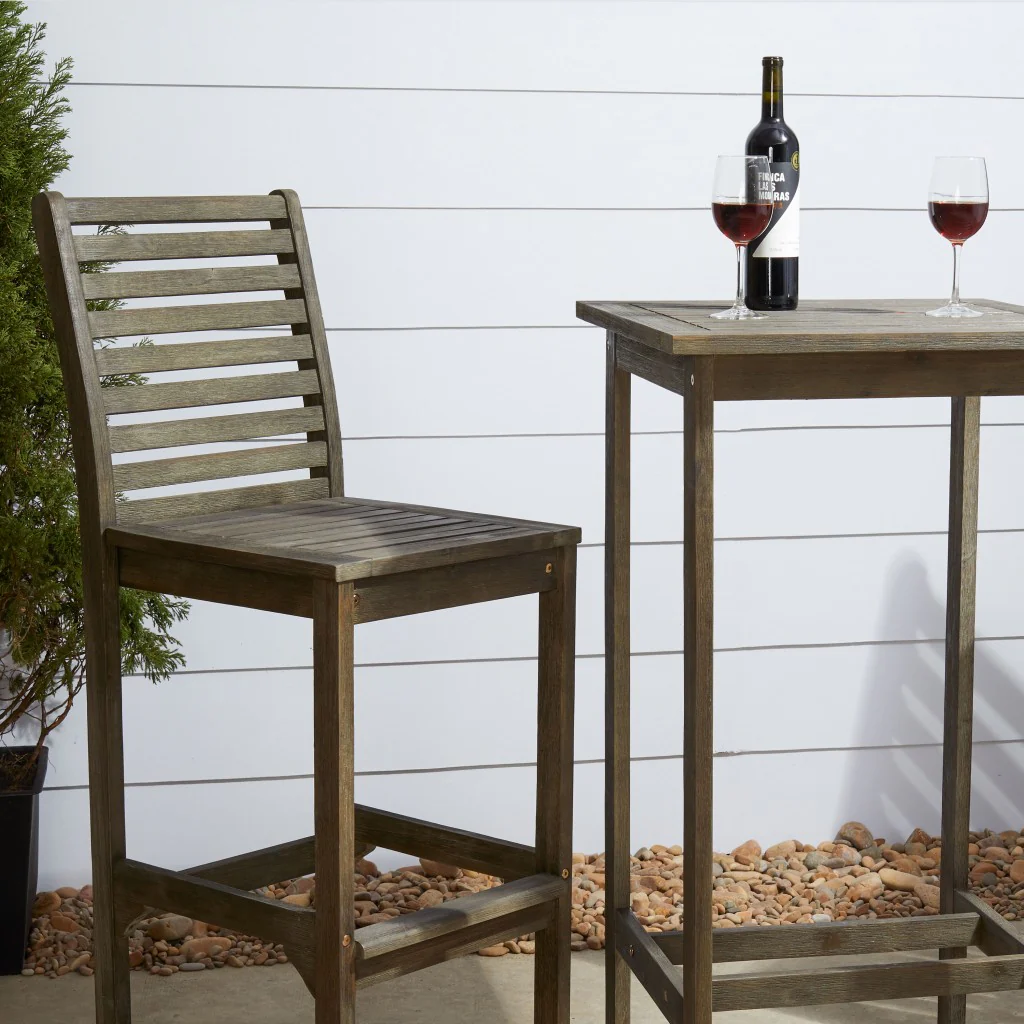 Distressed Grey Square Bar Table By Homeroots - Image 4
