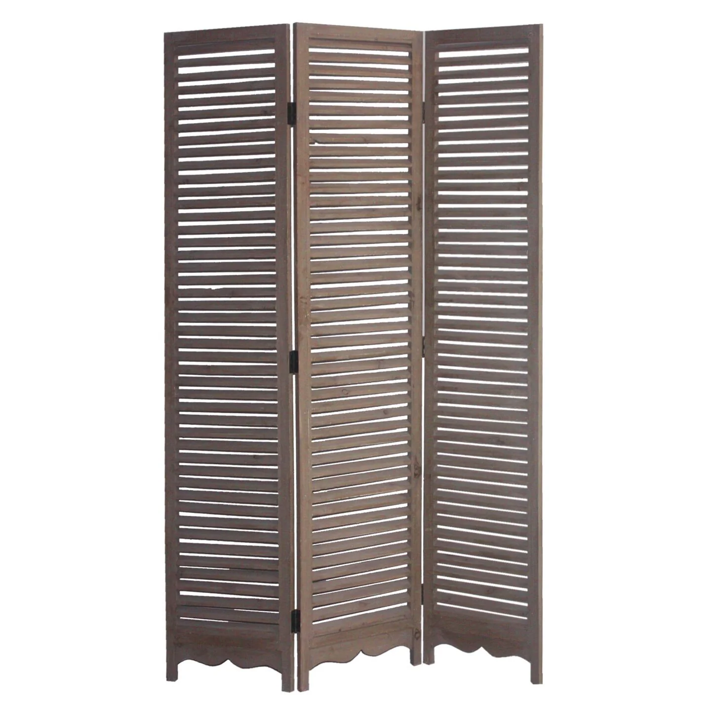 Distressed Light Wood Shutter Three Panel Room Divider Screen By Homeroots - Image 2