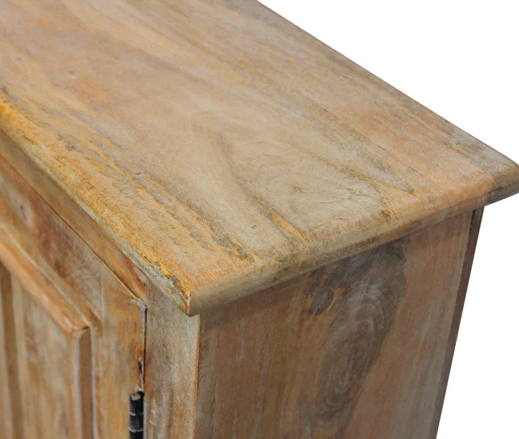 Distressed Natural Solid Wood Sideboard with Four Doors By Homeroots - Image 7