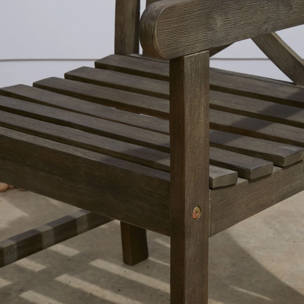 Distressed Patio Armchair with Decorative Back By Homeroots - Image 4