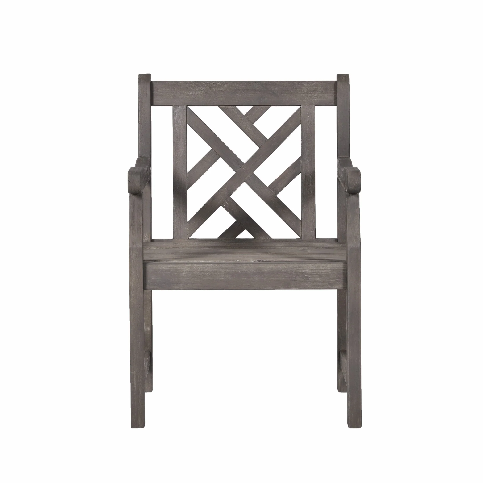 Distressed Patio Armchair with Diagonal Design By Homeroots - Image 2