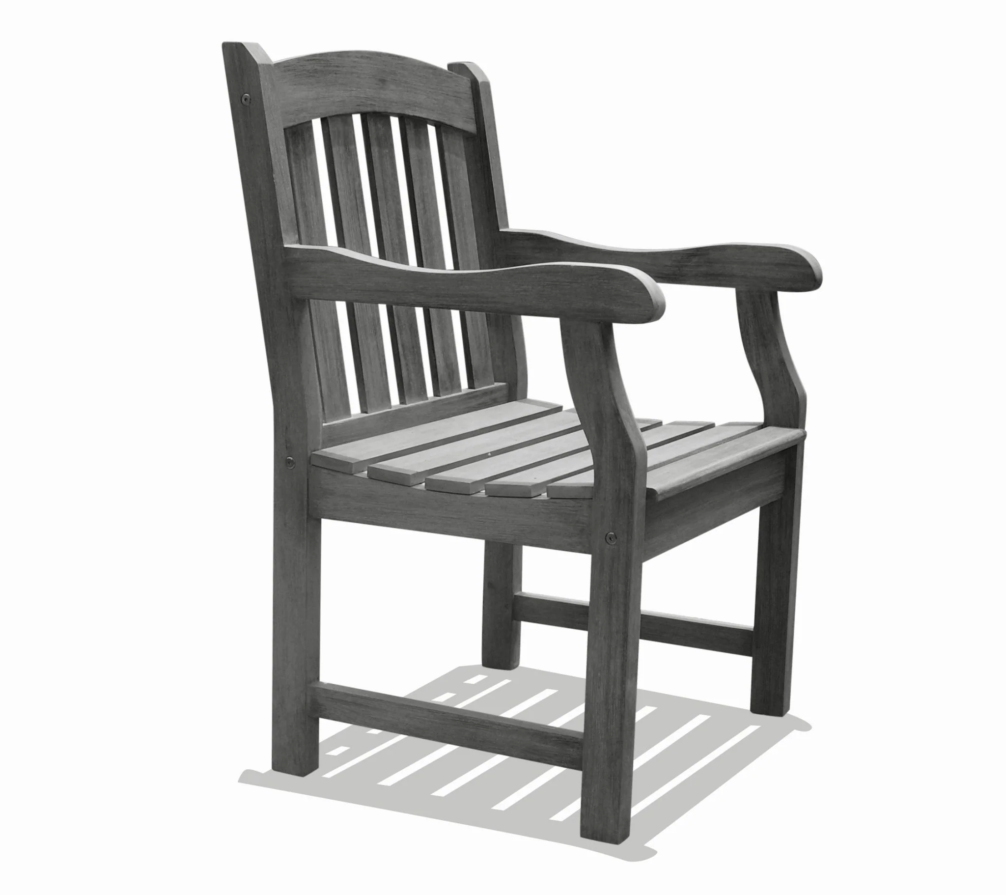 Distressed Patio Armchair with Horizontal Slats By Homeroots - Image 2