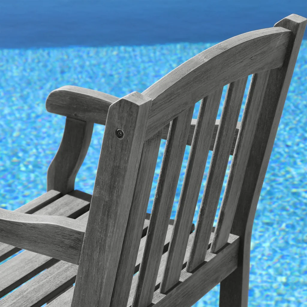 Distressed Patio Armchair with Horizontal Slats By Homeroots - Image 3