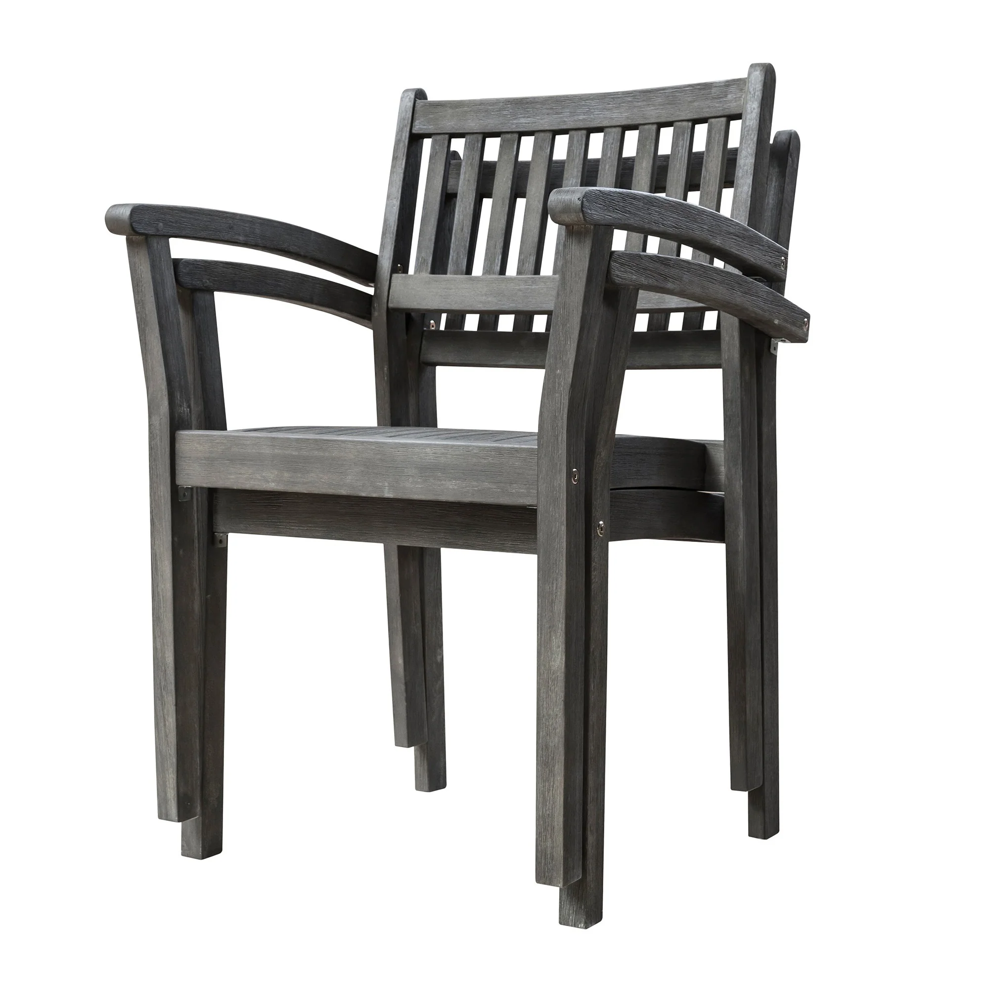 Distressed Stacking Armchairs Set Of 2 By Homeroots - Image 6