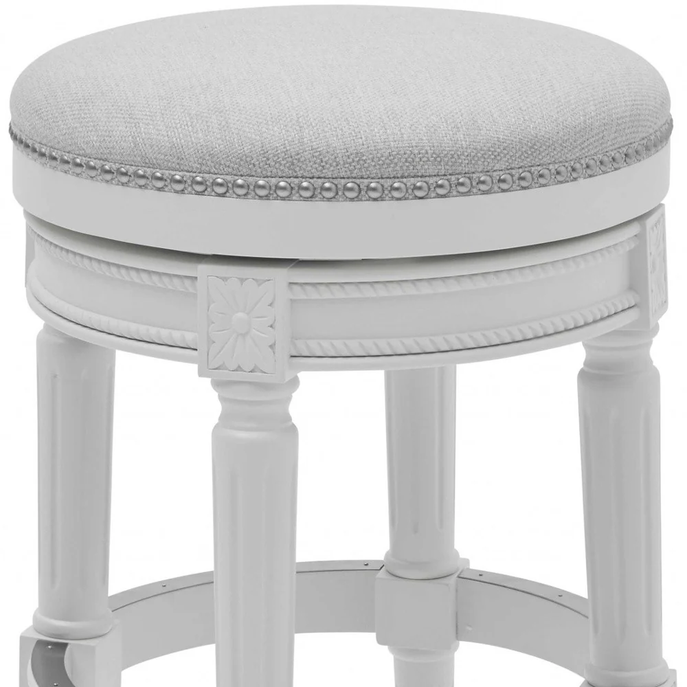 Distressed Walnut Finished Bar Height Round Stool By Homeroots - Image 10