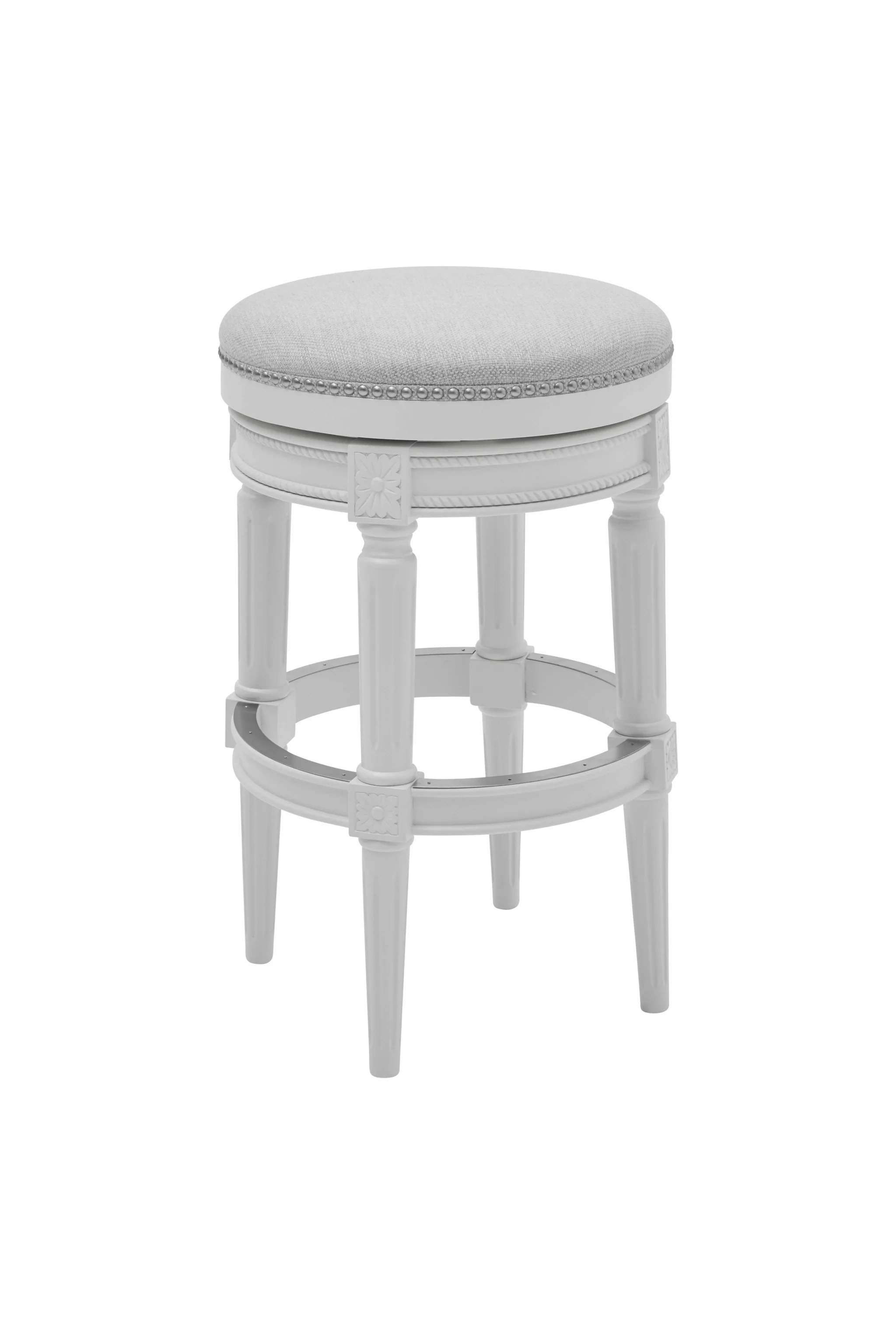Distressed Walnut Finished Bar Height Round Stool By Homeroots - Image 6
