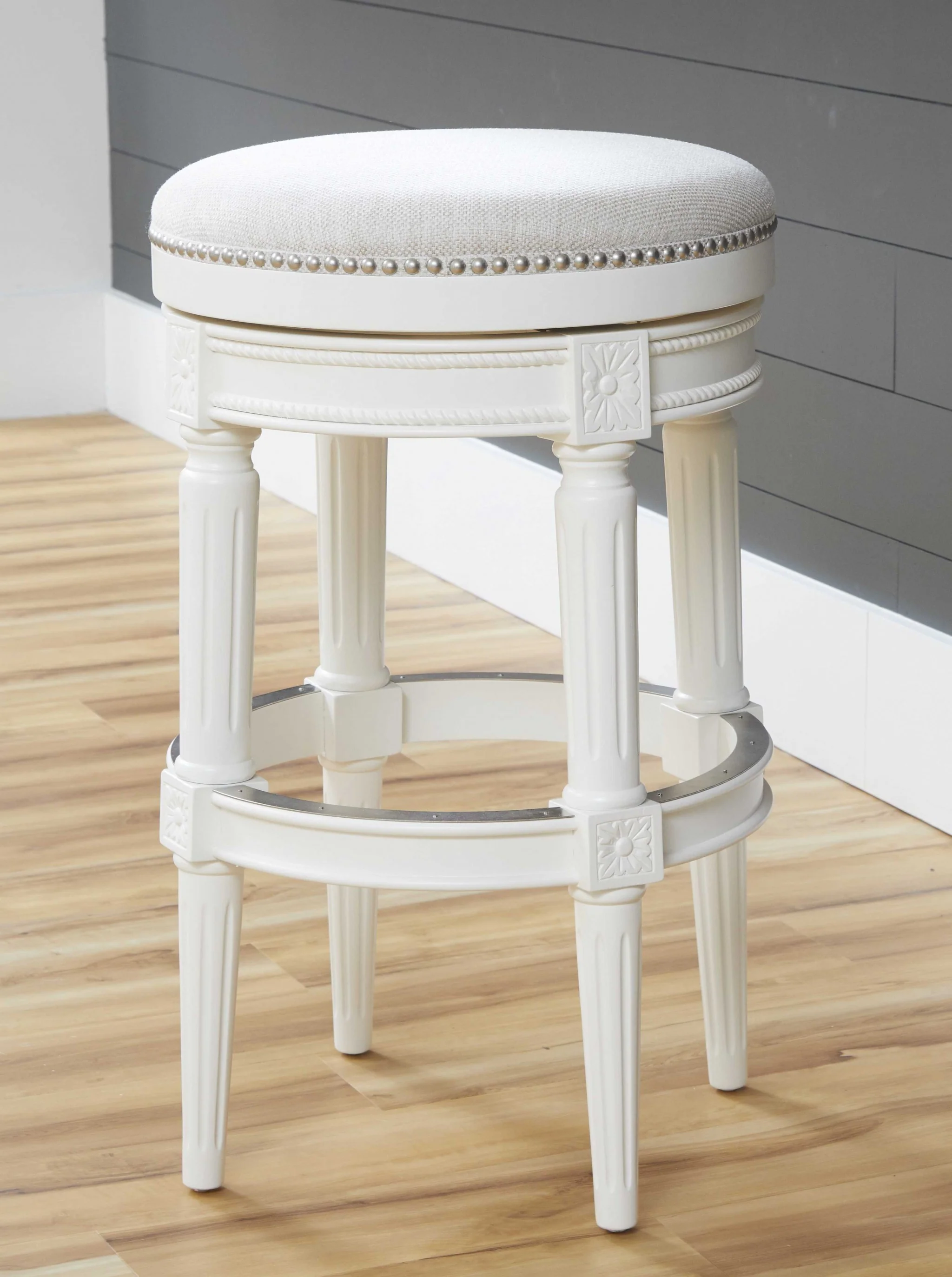 Distressed Walnut Finished Bar Height Round Stool By Homeroots - Image 8